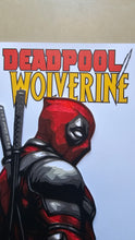 Load image into Gallery viewer, Deadpool Wolverine #1 Deadpool Paper Blade Art on Comic By Rick Sharif