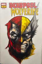Load image into Gallery viewer, Wolverine Deadpool #1 Split-face portrait Paper Blade Art on Comic By Rick Sharif