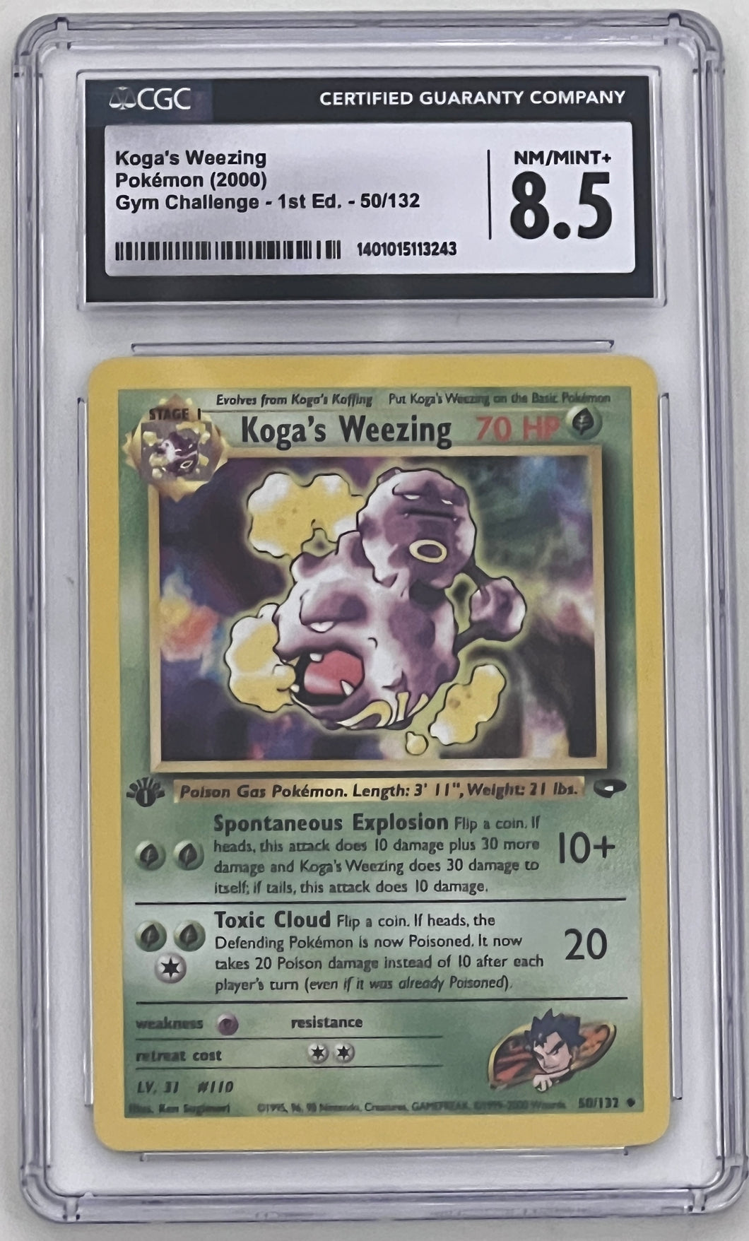 2000 Pokemon Gym Challenge 1st Edition #50 Koga's Weezing CGC 8.5 NM-MT+