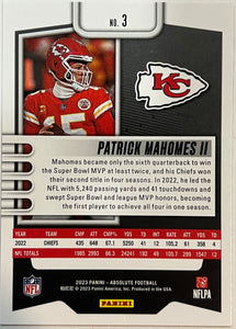 2023 Panini Absolute Bronze #3 Patrick Mahomes II Kansas City Chiefs