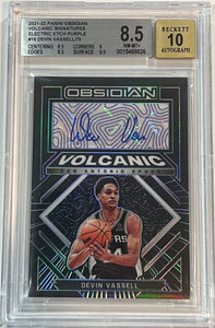 2021-22 Panini Obsidian E/E Purple Devin Cassell Spurs 62/75 BGS 8.5 w/ 10 AUTO
