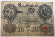 Load image into Gallery viewer, 1906-14 Germany 20 Marks Reichsbanknote (Year may vary)
