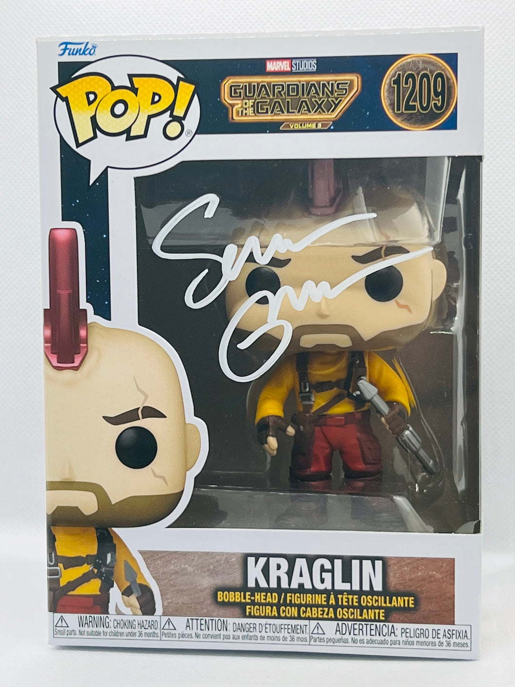 Kraglin 1209 Guardians of the Galaxy Vol. 3 funko pop signed by Sean Gunn in white paint pen