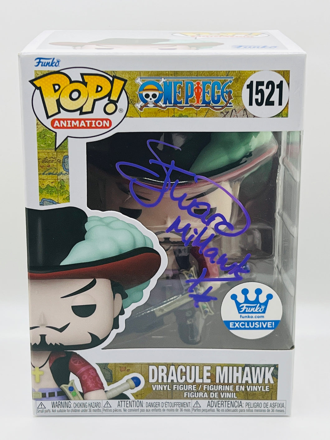 Dracule Mihawk 1521 One Piece Funko exclusive funko pop signed by Steven John Ward