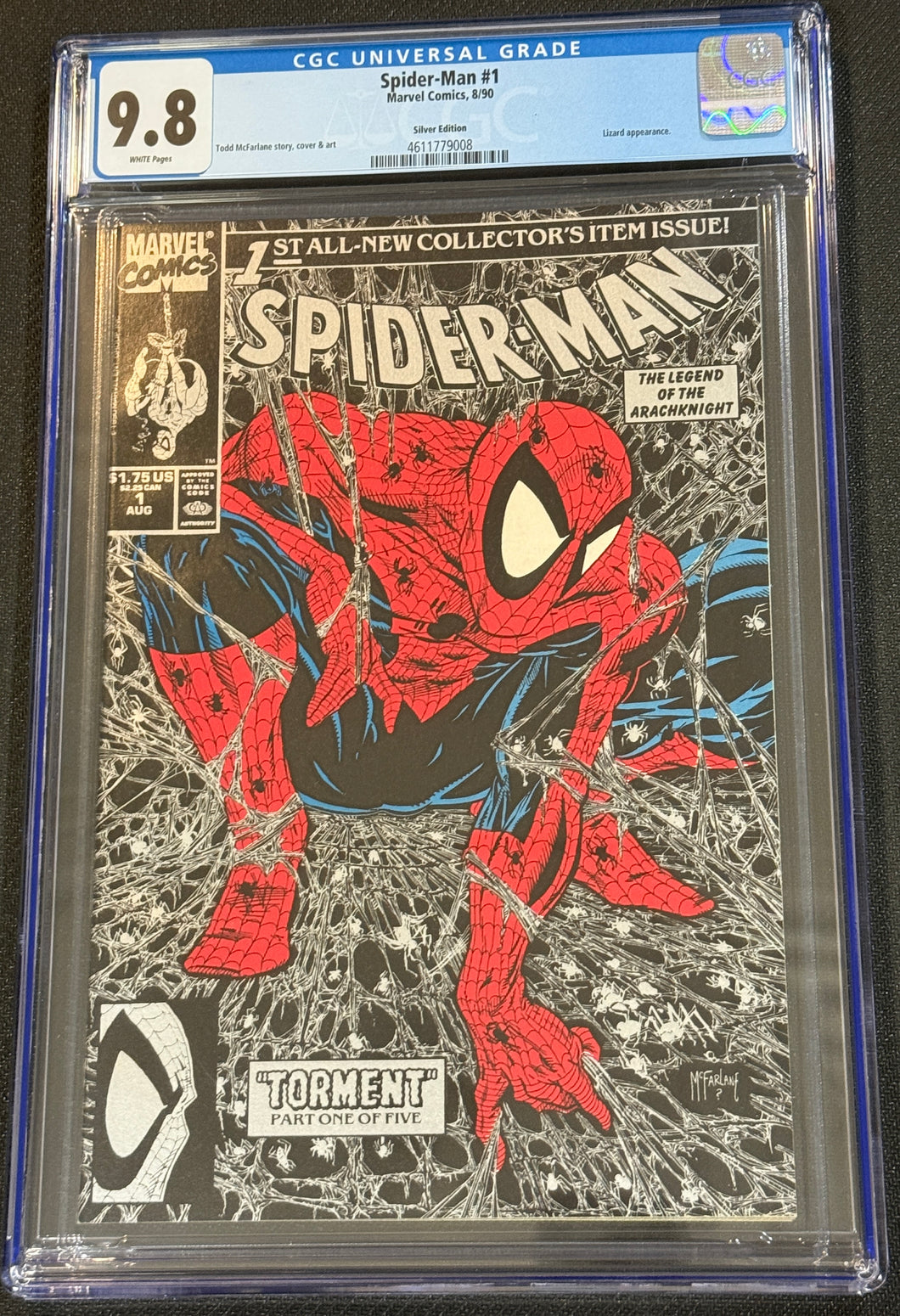 CGC 9.8 Spider-Man #1 (1990) Black & Silver Torment cover by Todd McFarlane