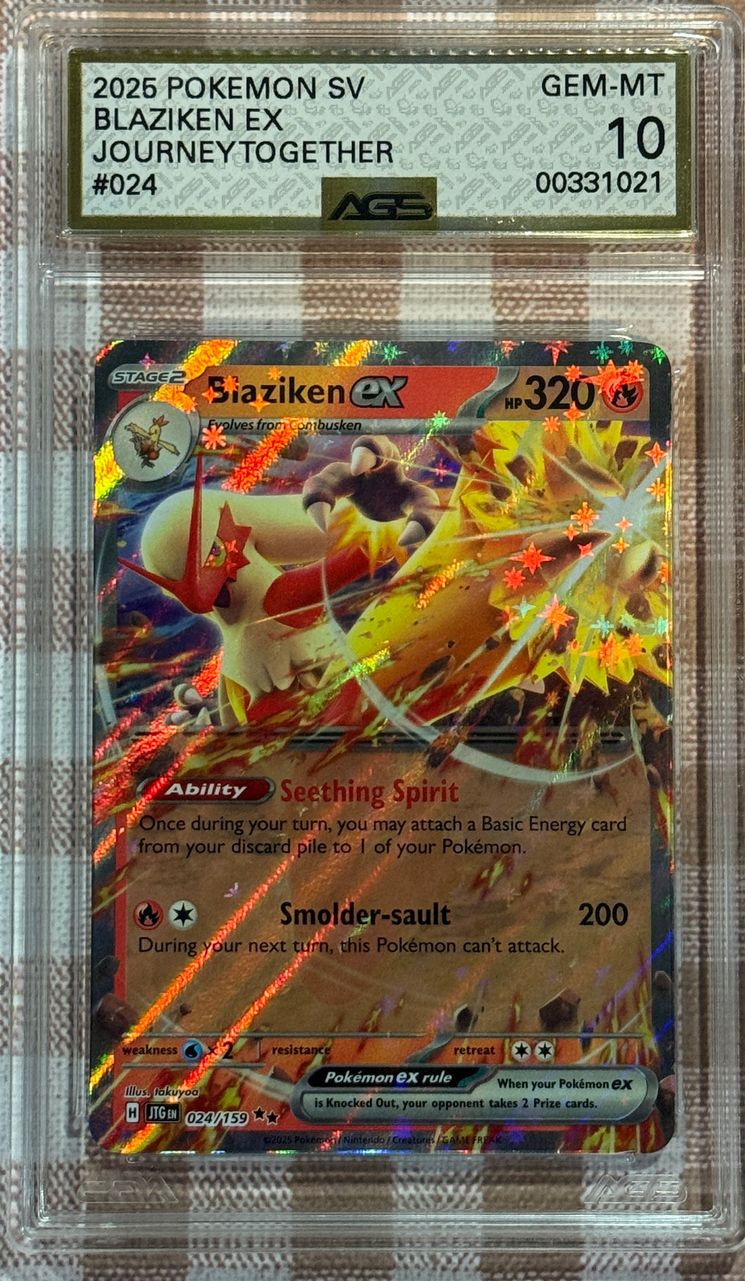 Blaziken EX 24/159 Journey Together 2025 Pokemon AGS 10 Camel Comics Blaziken EX 24/159 Journey Together 2025 Pokemon AGS 10 Camel Comics