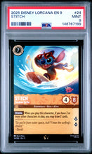 Load image into Gallery viewer, STITCH 2025 DISNEY LORCANA EN 9-FABLED #24 STITCH CAREFREE SURFER PSA 9
