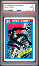 Load image into Gallery viewer, 1990 MARVEL UNIVERSE #2 SPIDER-MAN PSA 9
