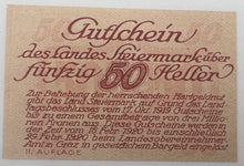 Load image into Gallery viewer, Austria, Steiermark, 50 Heller, 1919, UNC
