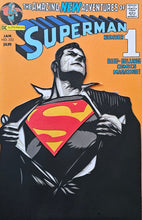 Load image into Gallery viewer, Superman #1 Alex Ross Paper Blade Art on Comic By Rick Sharif
