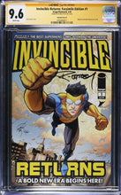 Load image into Gallery viewer, CGC SS 9.6 Invincible Returns #1 Facsimile Erik Larsen cover signed by Ryan Ottley
