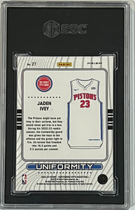 2022-23 Contenders Optic Uniformity Red Cracked Ice Prizm Jaden Ivey RC SGC 8.5