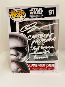 Captain Phasma (Chrome) 91 Star Wars funko pop signed by Gwendoline Christie