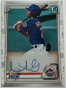 2020 Bowman Chrome Draft Isaiah Greene 1st Prospect Auto Autograph #CDA-IG Mets