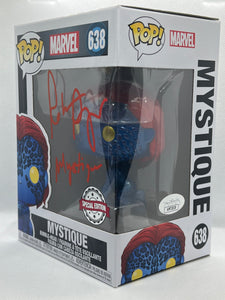 Mystique 638 Marvel Special Edition Funko Pop signed by Rebecca Romjin in red paint pen with character name