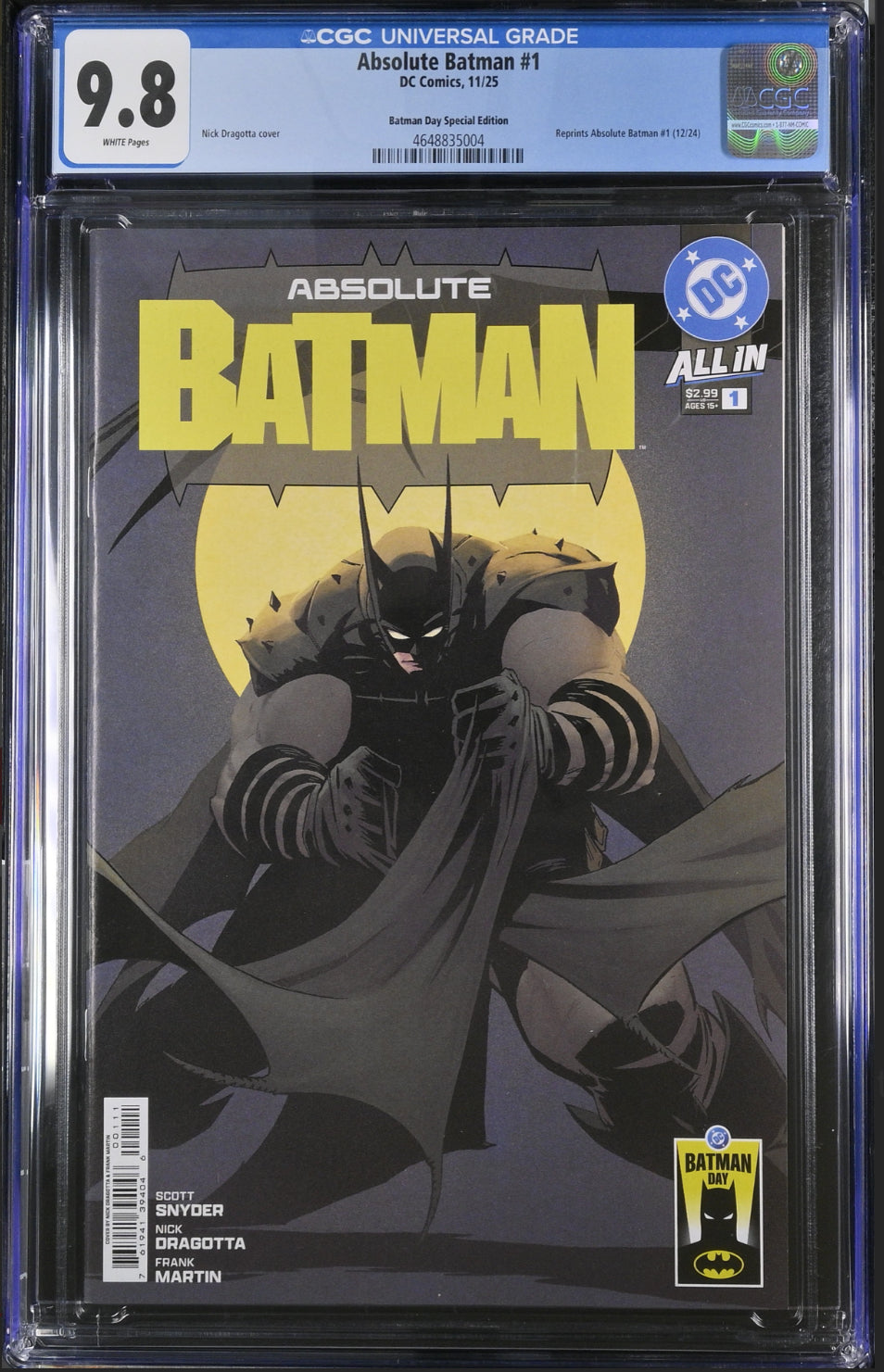 CGC 9.8 Absolute Batman #1 Batman Day special