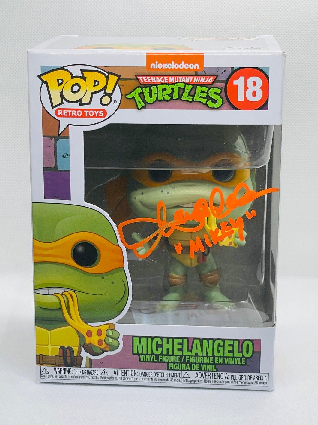 MichelAngelo 18 Teenage Mutant Ninja Turtles Funko Pop signed by Townsend Coleman