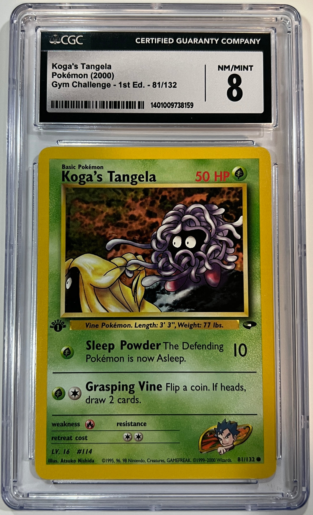 Koga's Tangela 1st edition 81/132 Gym Challenge (2000) CGC 8 Mint