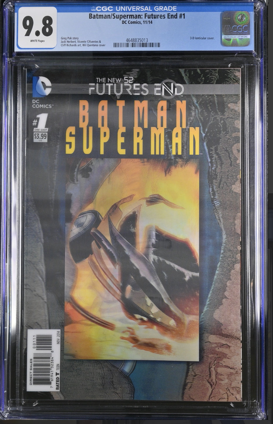 CGC 9.8 Batman / Superman Futures End #1 (2014) 3D Lenticular cover