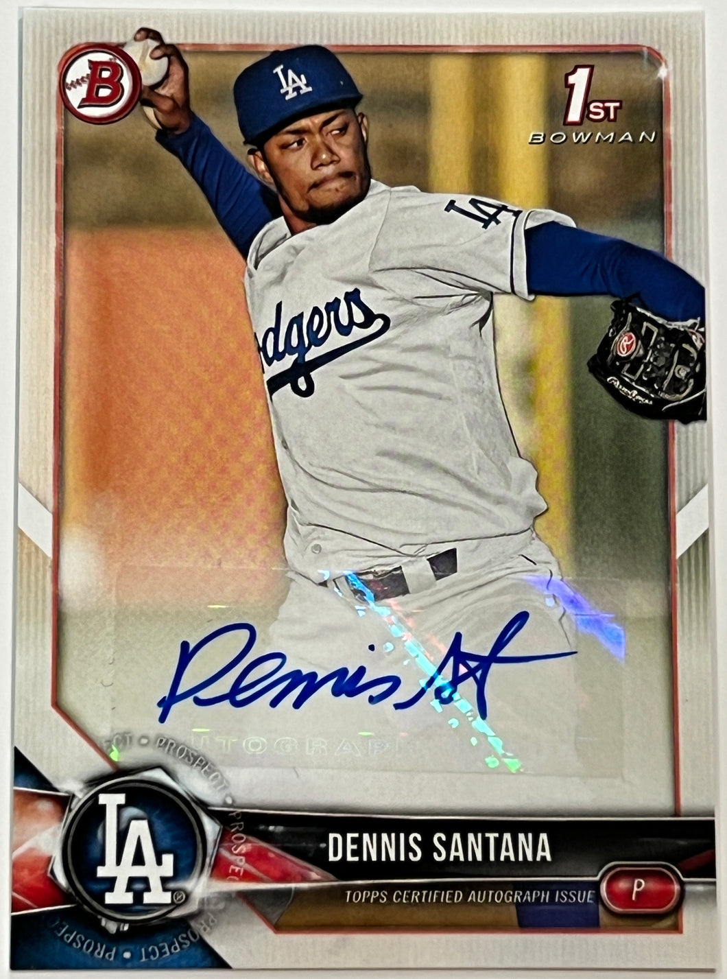 2018 Bowman Dennis Santana Paper 1st Prospect Auto Autograph #PA-DS Dodgers
