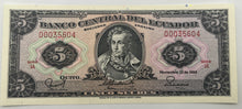 Load image into Gallery viewer, Ecuador, 5 Sucres (1988)
