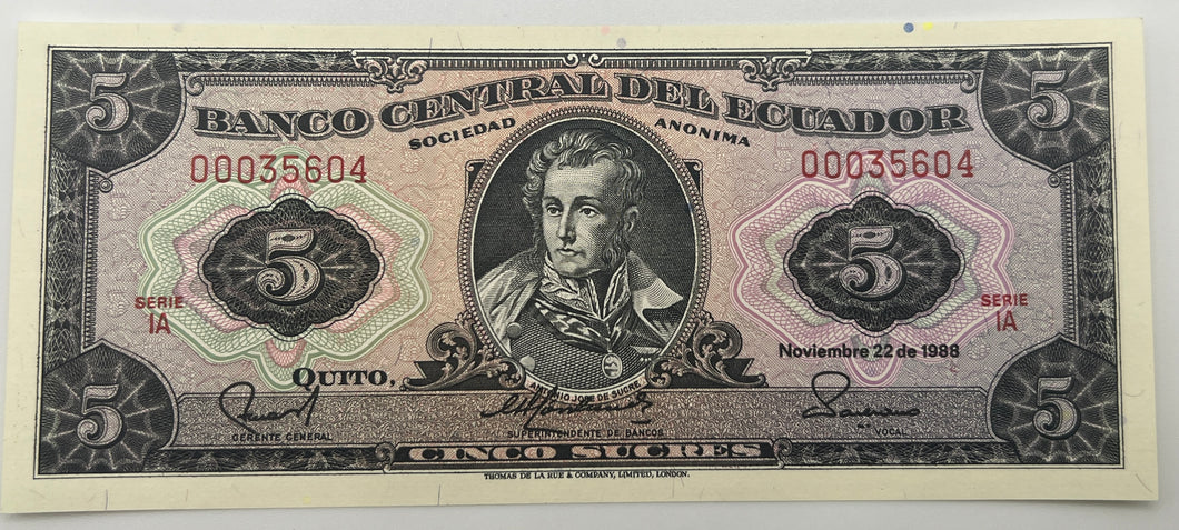 Ecuador, 5 Sucres (1988)