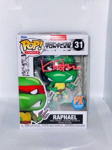 Raphael 31 Eastman and Laird's Teenage Mutant Ninja Turtles PX Previews exclusive funko pop signed by Kevin Eastman in red paint pen