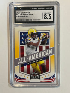 2021 Leaf Draft Ja'Marr Chase All-American Gold Rookie RC #41 CGC 8.5