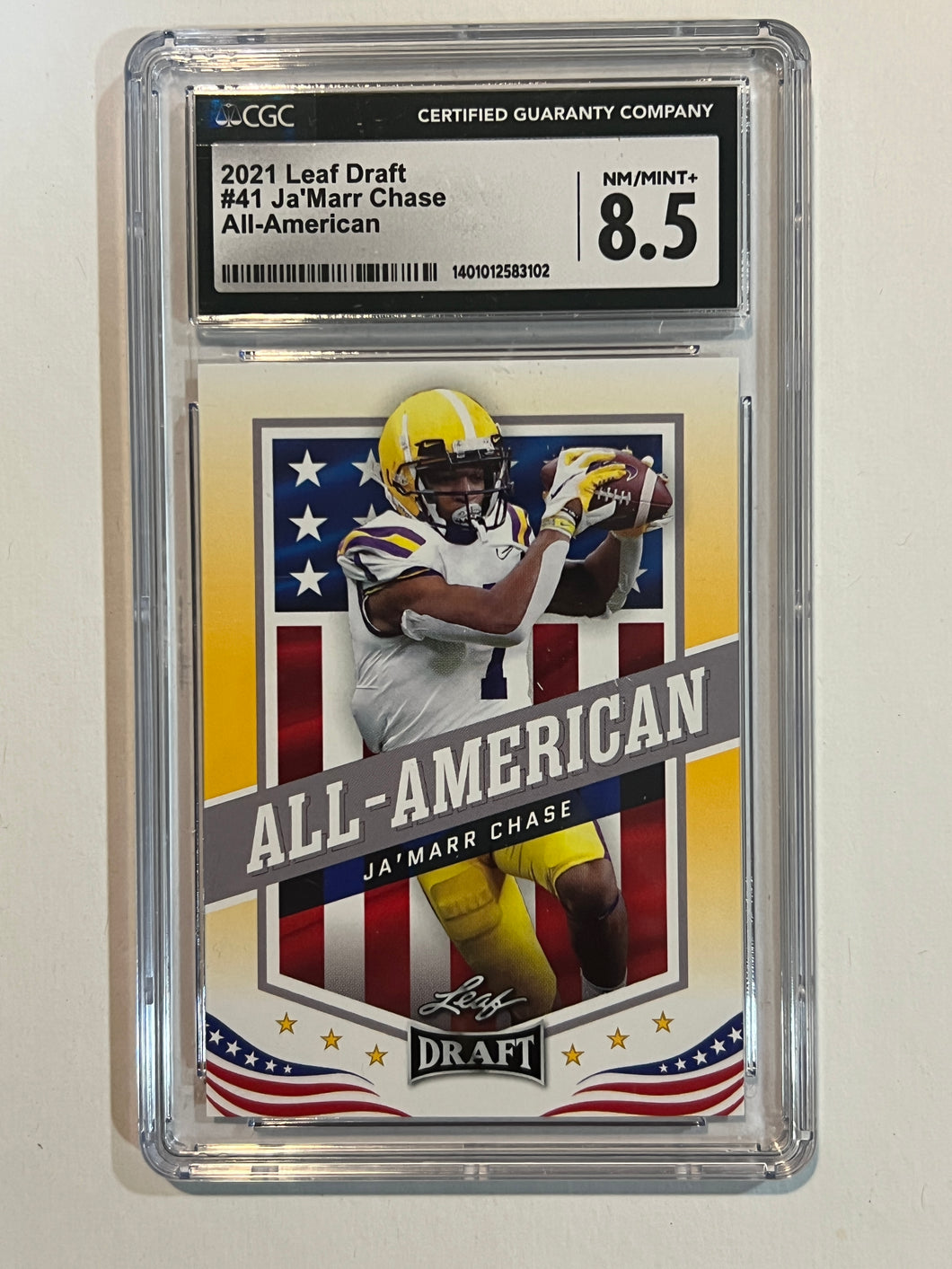 2021 Leaf Draft Ja'Marr Chase All-American Gold Rookie RC #41 CGC 8.5
