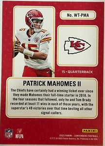 2022 Panini Contenders Winning Ticket Patrick Mahomes II Kansas City Chiefs
