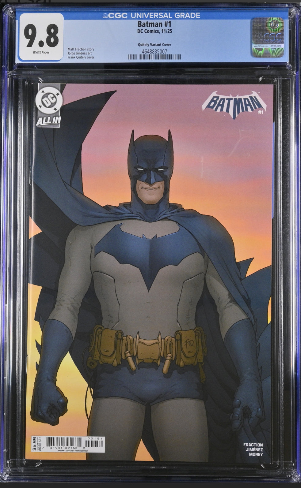 CGC 9.8 Batman #1 Frank Quitely cover