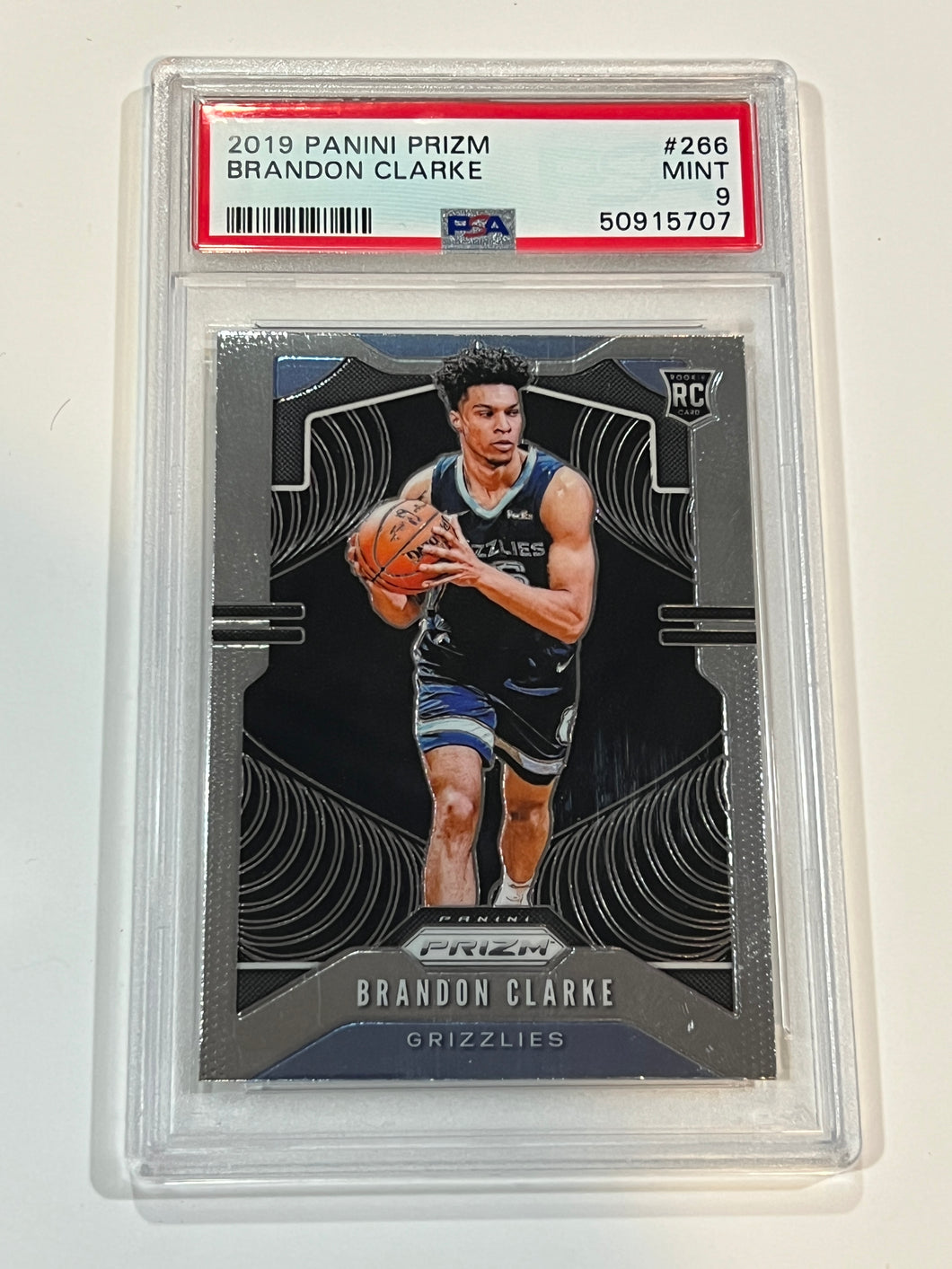 Graded Basketball Card - 2019-20 Panini Prizm #266 Brandon Clarke Grizzlies RC Rookie PSA 9