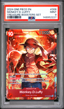 Load image into Gallery viewer, PSA 9 2024 ONE PIECE PROMOS #006 MONKEY D. LUFFY TREASURE BOOSTERS SET

