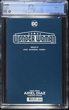 Load image into Gallery viewer, CGC 9.8 Wonder Woman #1 Diaz Variant Cover A with custom label
