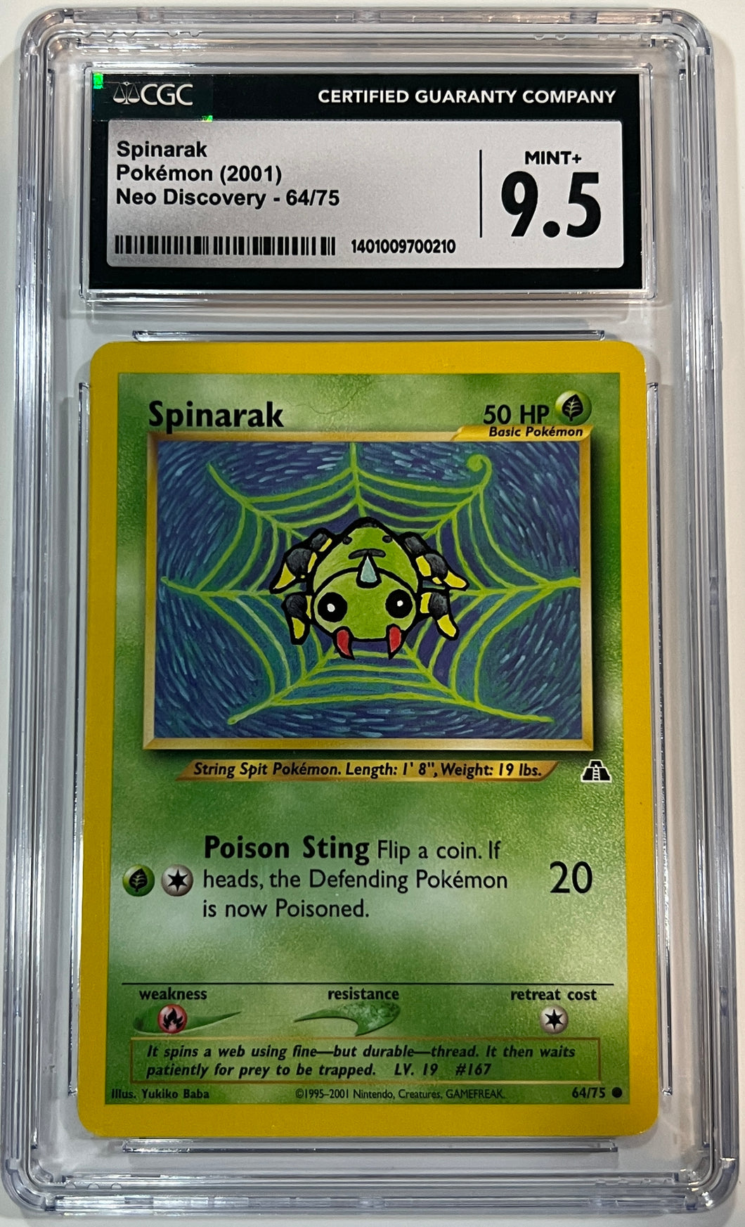 Spinarak 64/75 Neo Discovery (2001) CGC 9.5 Mint