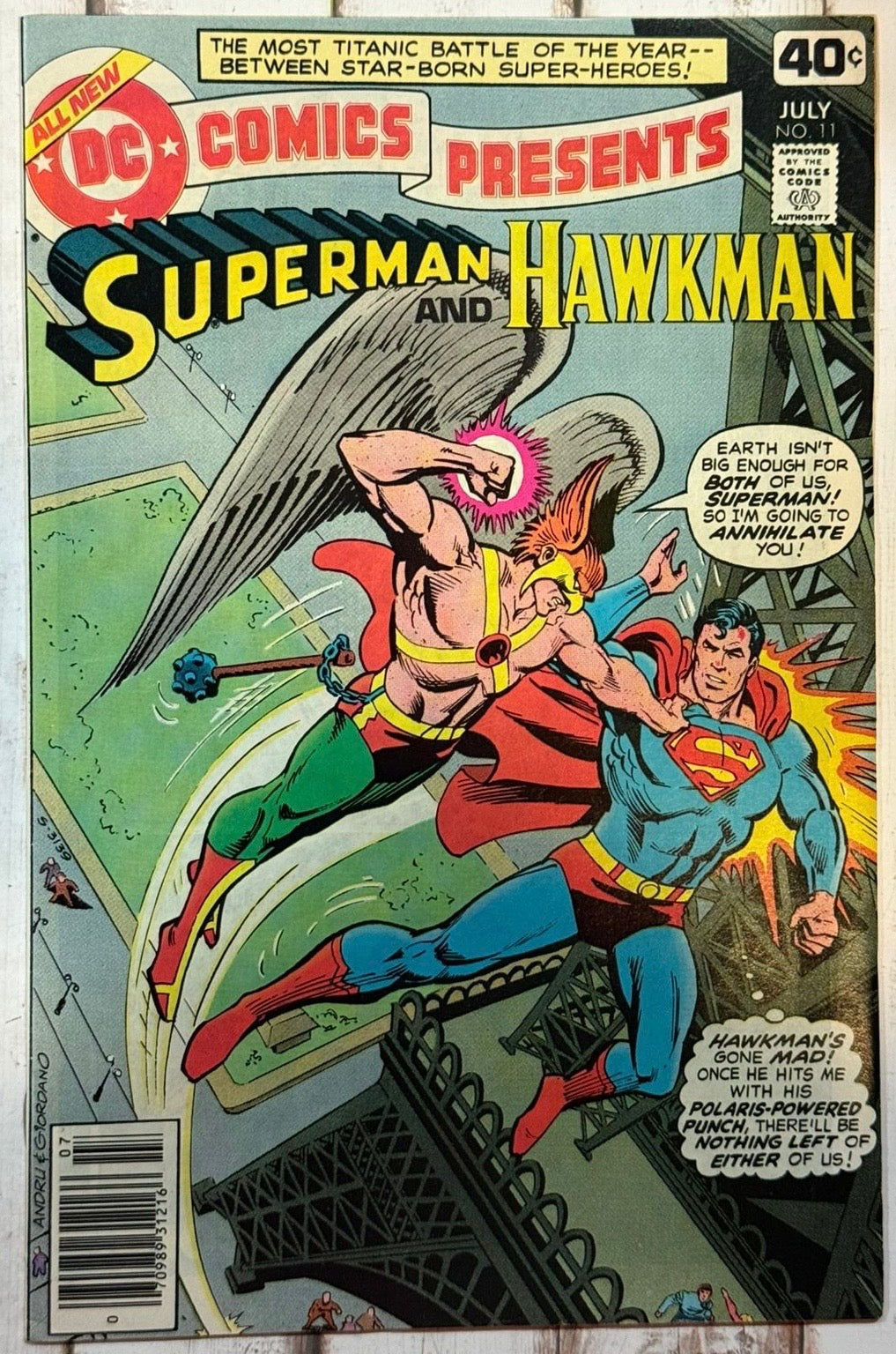 DC Comics Presents (Superman and Hawkman) #11 (1979) Cover by Ross Andru and Dick Giordano