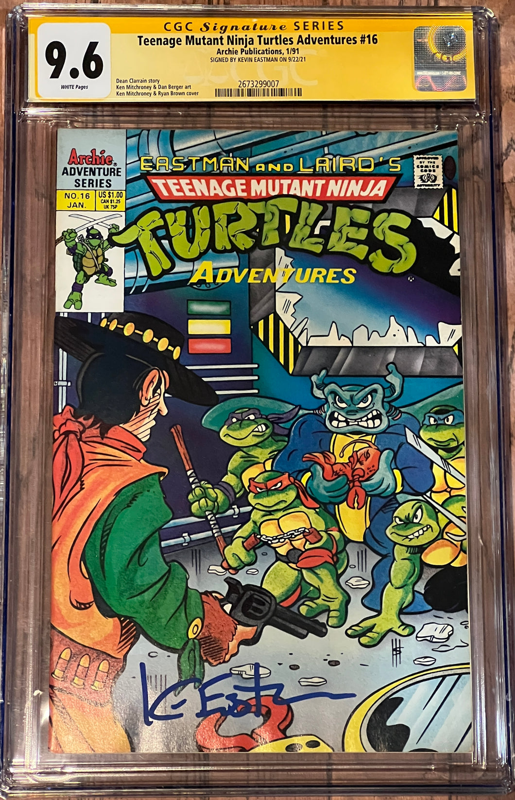 CGC SS 9.6 Teenage Mutant Ninja Turtles Adventures #16 signed by Kevin Eastman