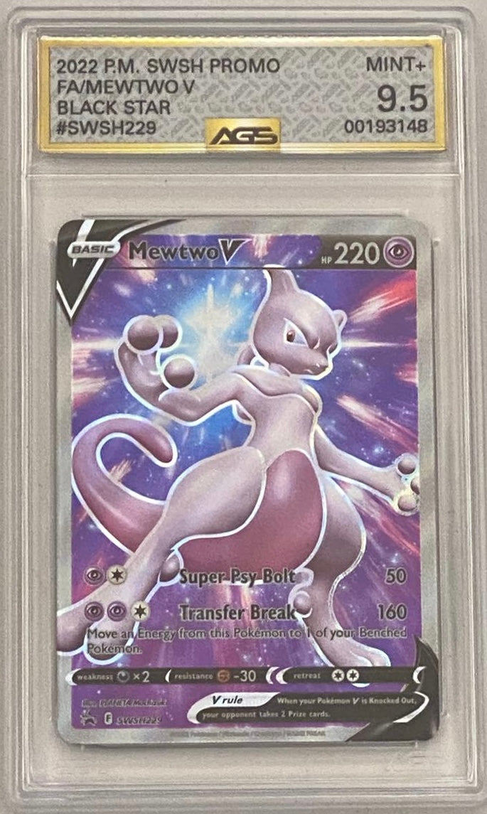 Mewtwo V 2022 Pokemon Sword & Shield Promos SWSH229 Blackstar AGS Graded 9.5