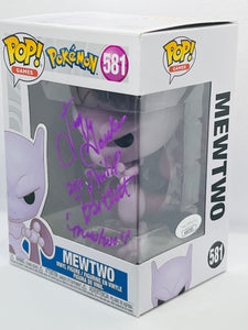 Mewtwo 581 Pokemon Funko Pop Signed by Jay Goede / aka Philip Bartlett in purple paint pen with character name