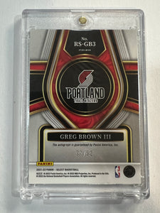 Greg Brown III #RS-GB3 Green Prizm Autograph Panini Select basketball 82/99