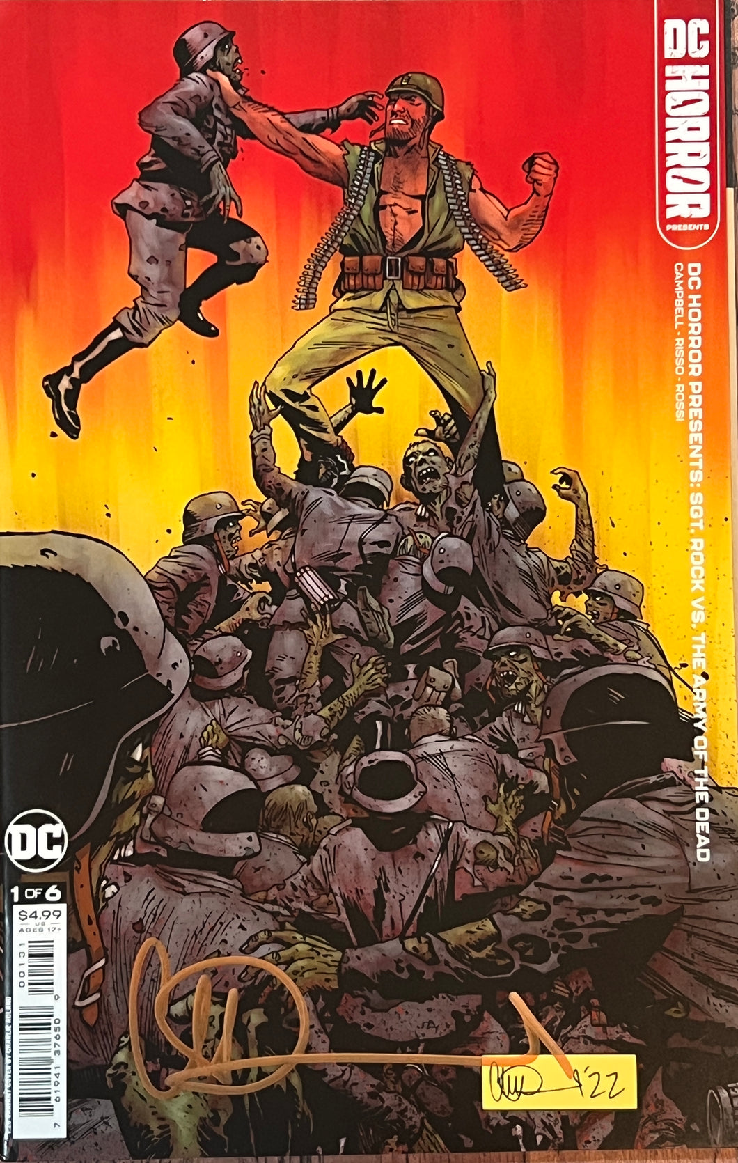 Sgt Rock vs The Army of the Dead #1 (2022) 1:25 Variant Signed By Charlie Adlard