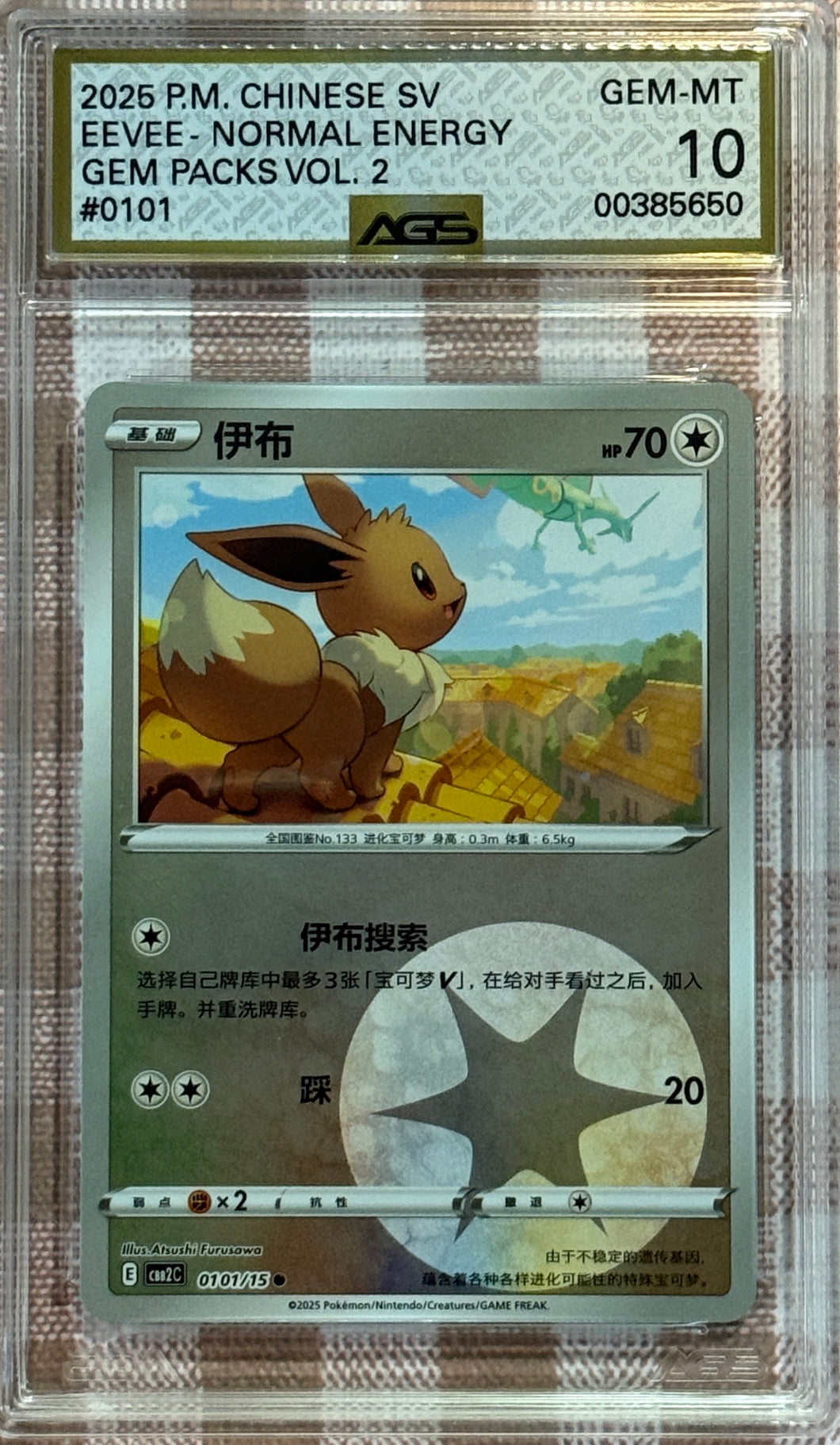Eevee #101 Pokemon Chinese Gem Pack 2 AGS 10
