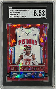 2022-23 Contenders Optic Uniformity Red Cracked Ice Prizm Jaden Ivey RC SGC 8.5