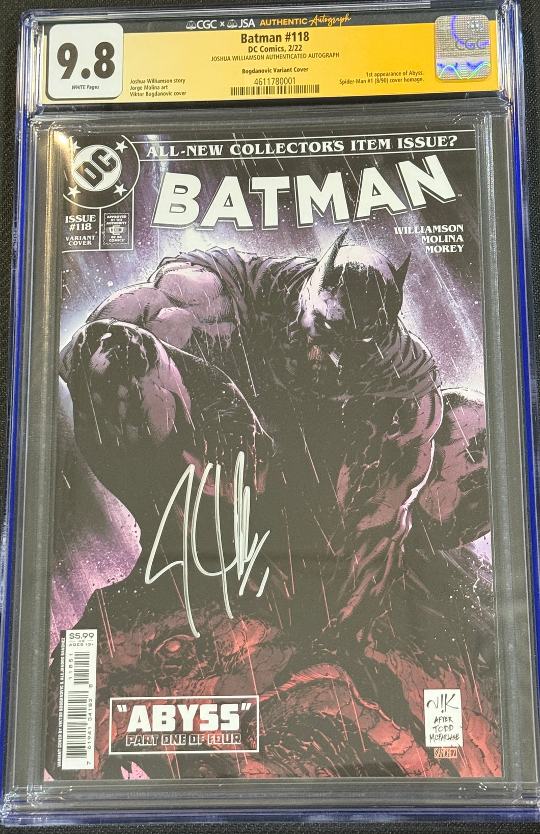 CGC x JSA 9.8 Batman #118 (Spider-man 1 homage) signed by Joshua Williamson