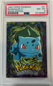 Bulbasaur #E1 1999 Topps Pokemon Movie Edition PSA 8 Near Mint