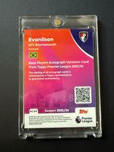 Load image into Gallery viewer, 2025-26 Topps Premier League Evanilson Auto Blue Rainbow Foil #/150 Bournemouth
