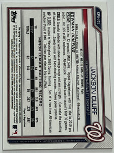 2021 Bowman Chrome Jackson Cluff 1st Speckle Refractor Auto #233/299 Nationals