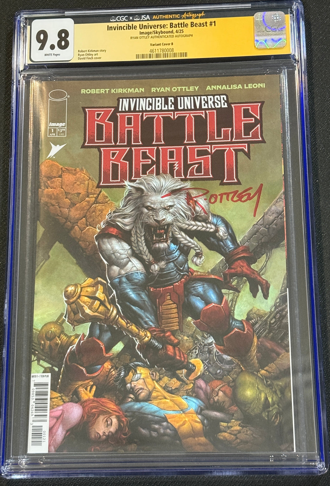 CGC x JSA 9.8 Invincible Universe : Battle Beast #1 signed by Ryan Ottley