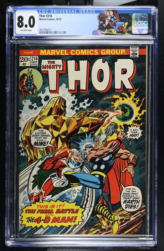 CGC 8.0 Thor #216 10/73 with custom label – Camel Comics