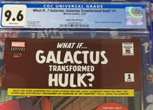 Load image into Gallery viewer, CGC 9.6 What If ? Galactus Transformed Hulk #1 2025 Marvel Comics 1st Print Mark Bagley Variant
